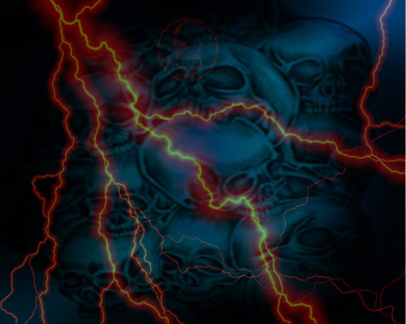 Skulls with Lightning Bolts — Blue
