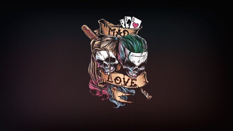 Skulls with Playing Cards