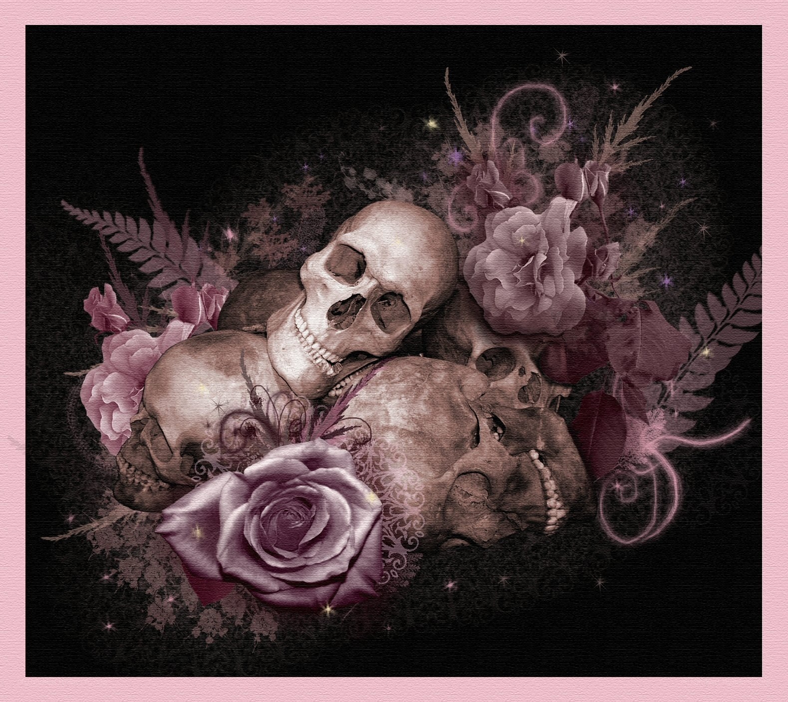 skulls with roses and flowers