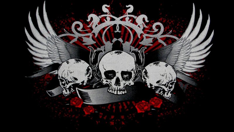 skulls with wings and roses