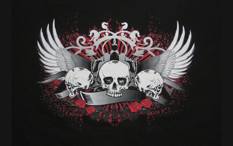 skulls with wings and roses