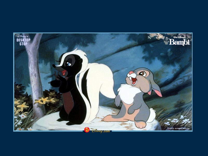 Skunk and Rabbit in Forest