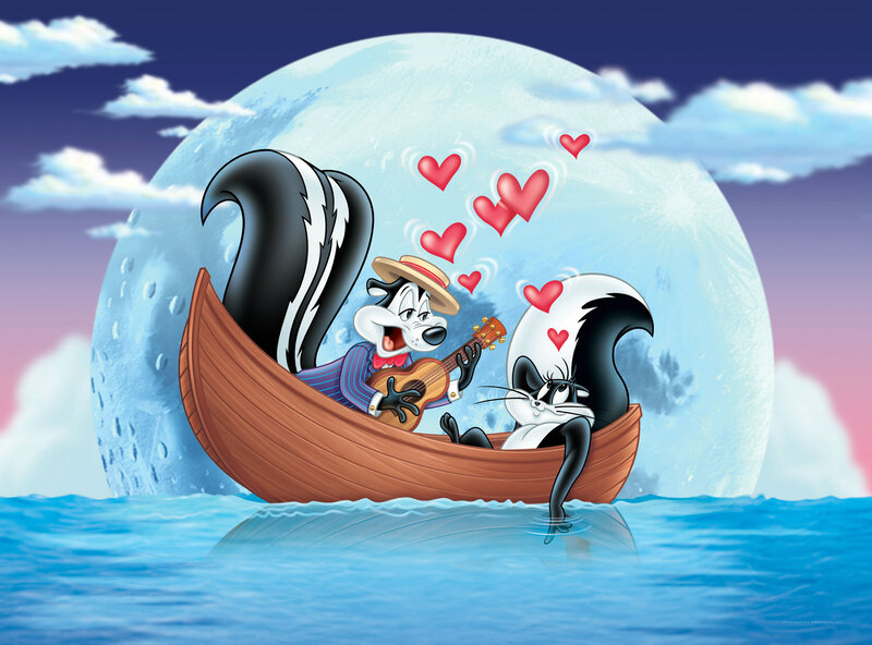 Skunk Couple in Boat