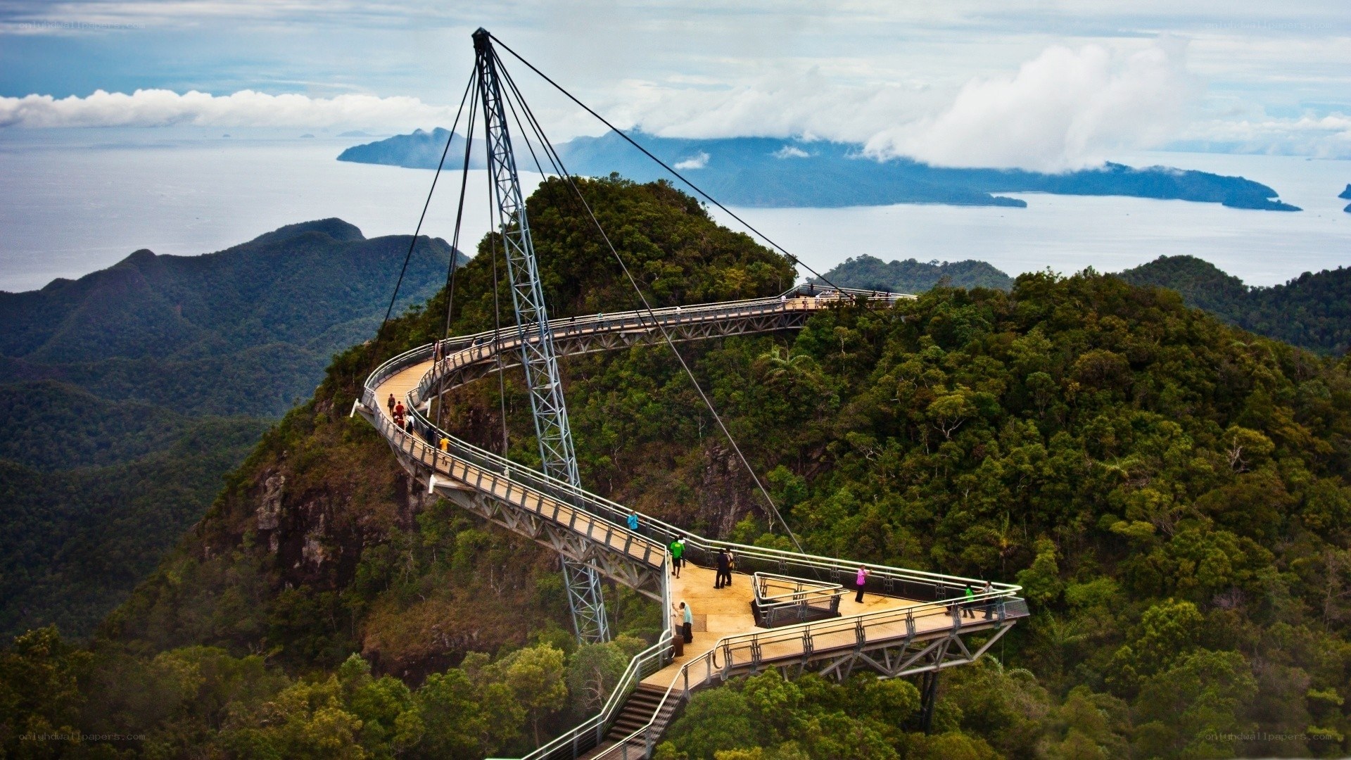 Sky Bridge over tropical island