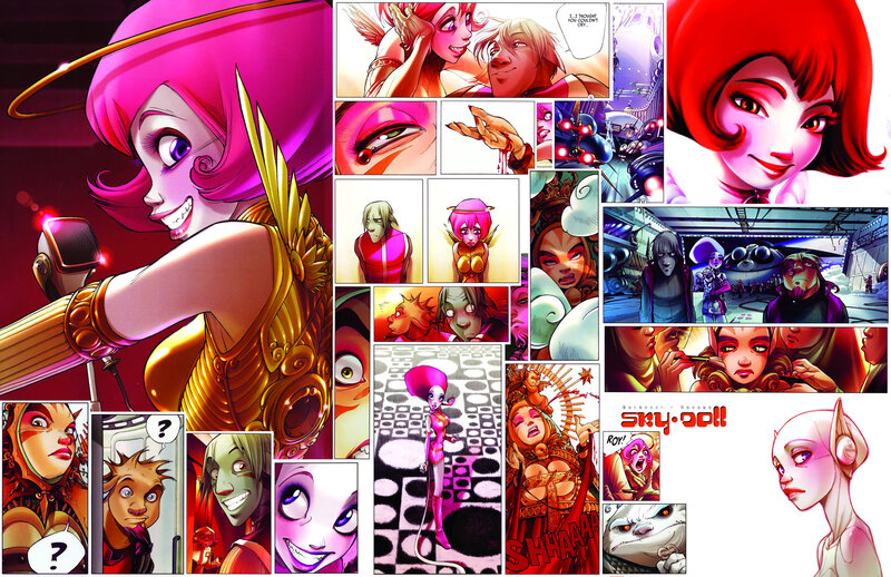 Sky-Doll comic art collage