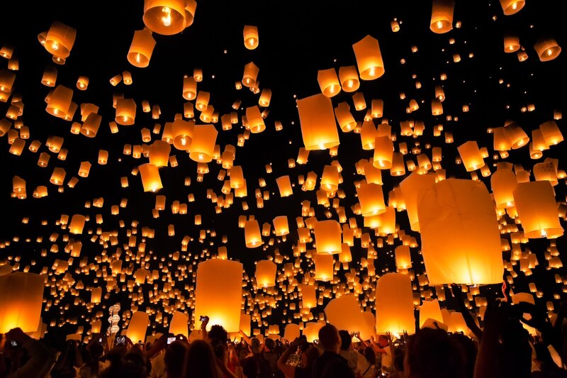 Sky Filled with Lanterns — Black, Festive