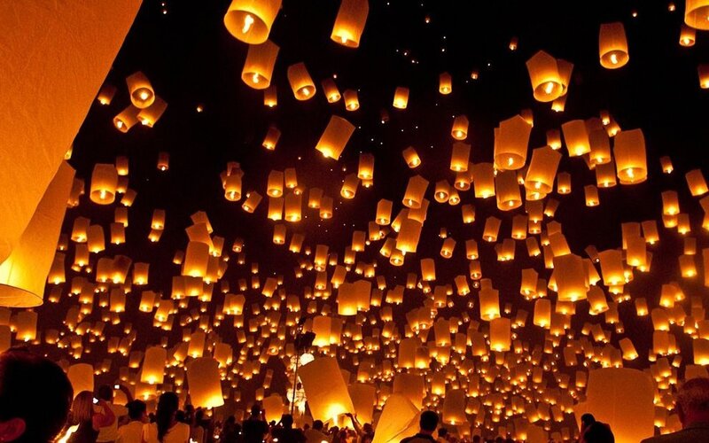 Sky Filled with Lanterns — Orange, Festive