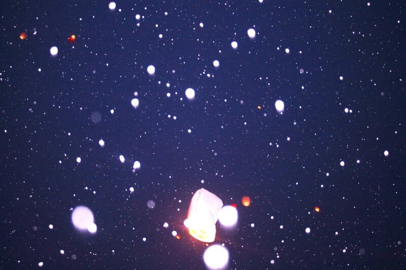 sky lanterns at night