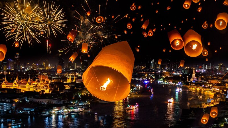 Sky Lanterns over River