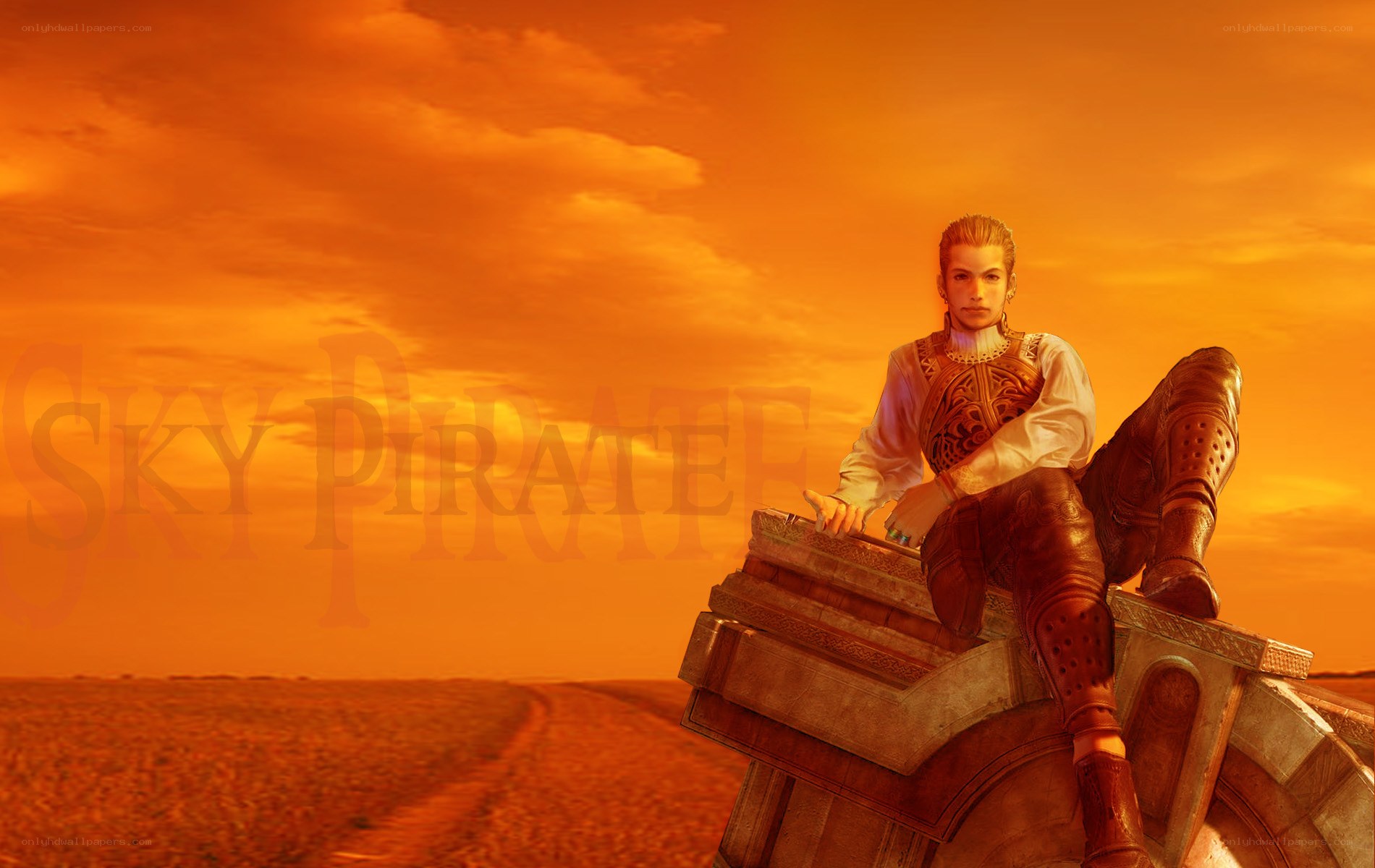 Sky Pirate character at sunset