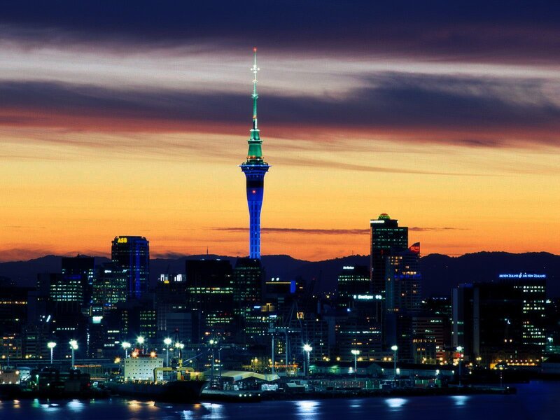 Sky Tower at Dusk — Orange, Dramatic
