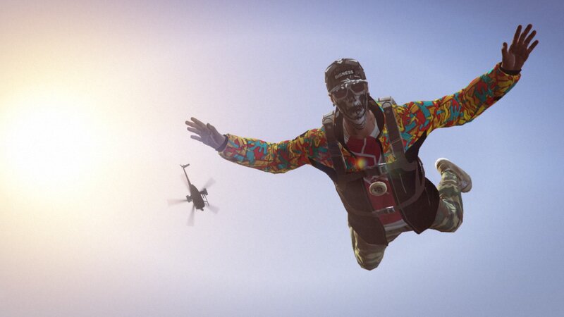 Skydiver in Colorful Suit