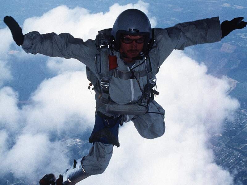 Skydiver in Freefall — Gray