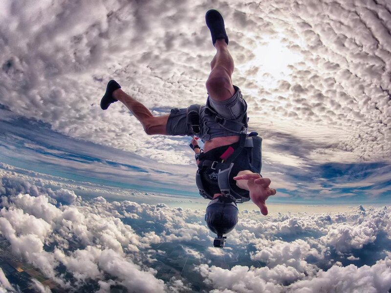 Skydiver in Freefall — White, Dramatic, Afternoon