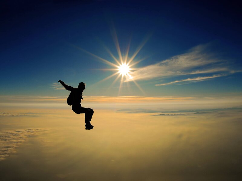 Skydiver in Silhouette — Blue