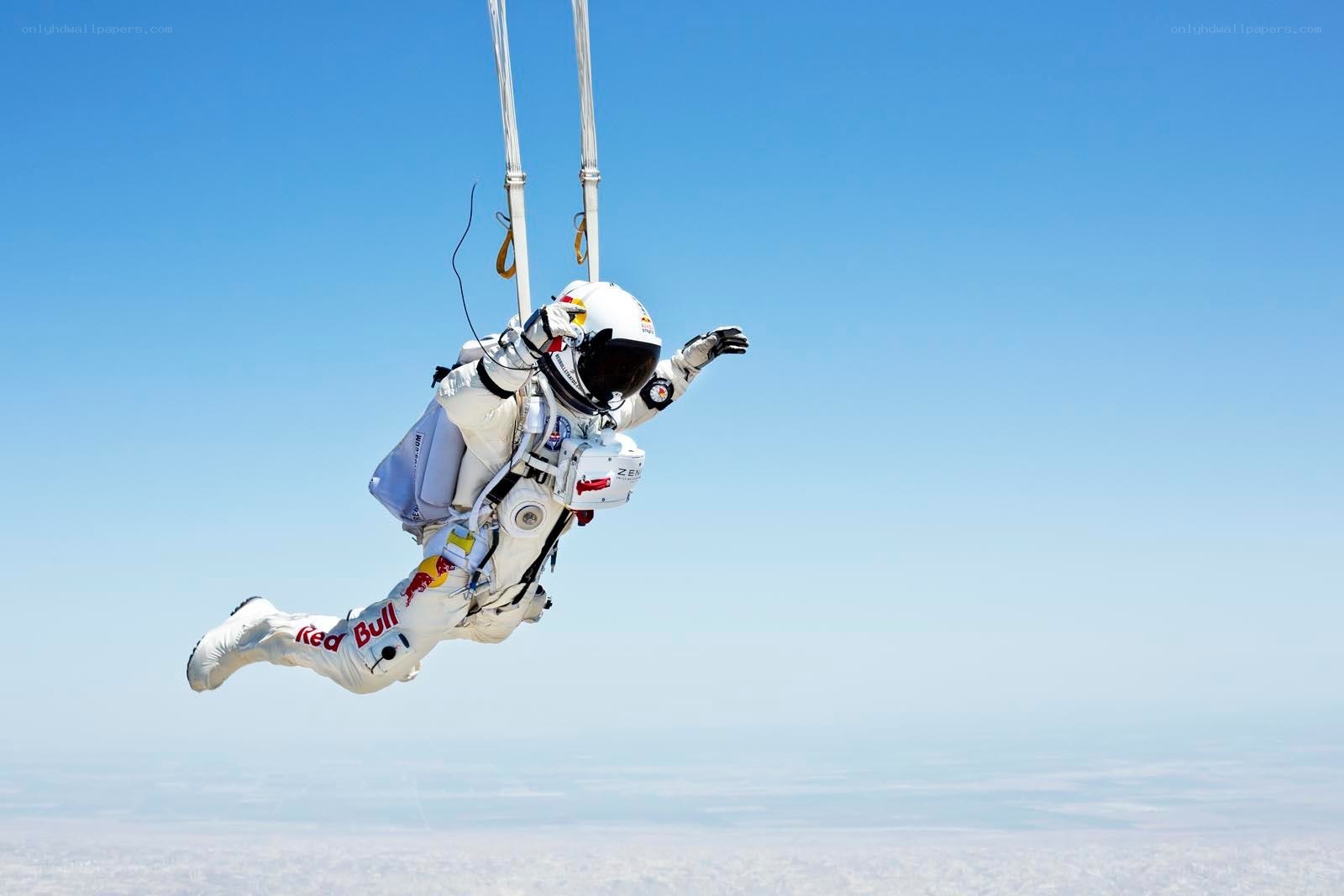 Skydiver in space suit