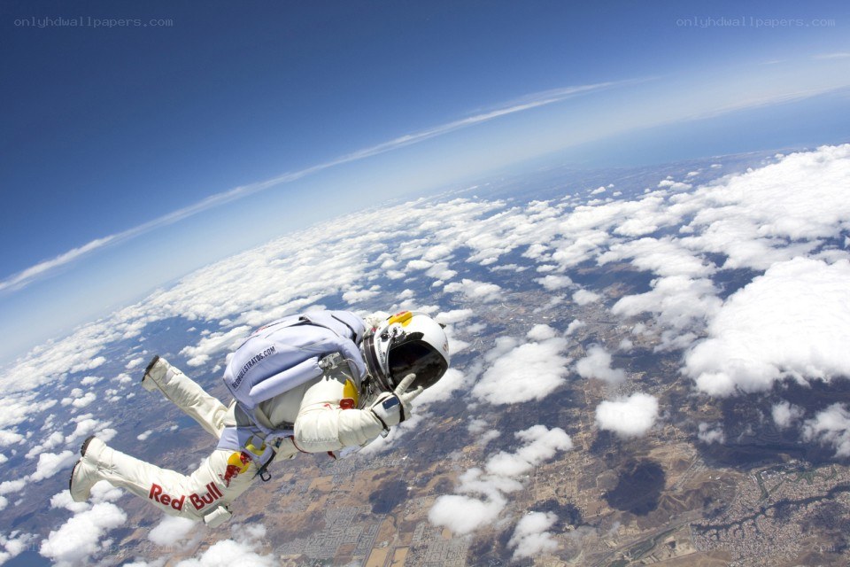 skydiver in space suit