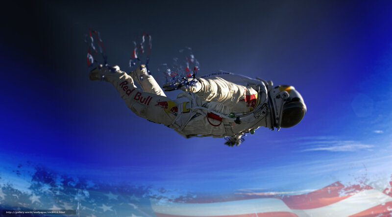 Skydiver in Space Suit — Blue, Dramatic, Digital Art