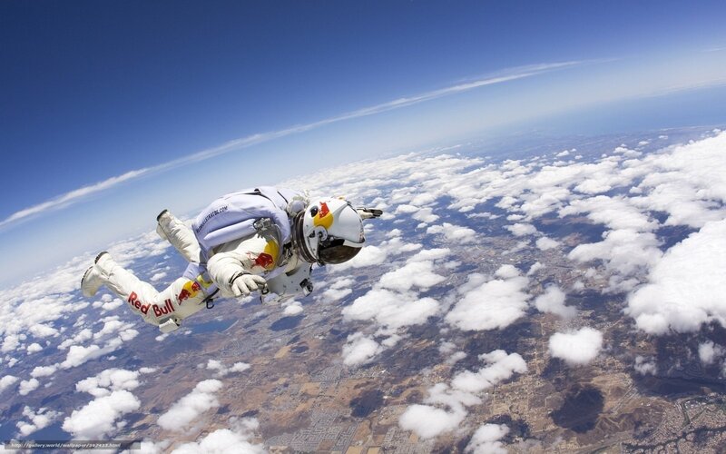 Skydiver in Space Suit — Blue, Dramatic