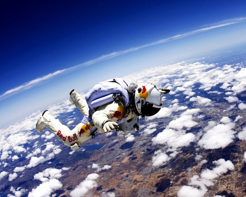 Skydiver in Space Suit — Dramatic