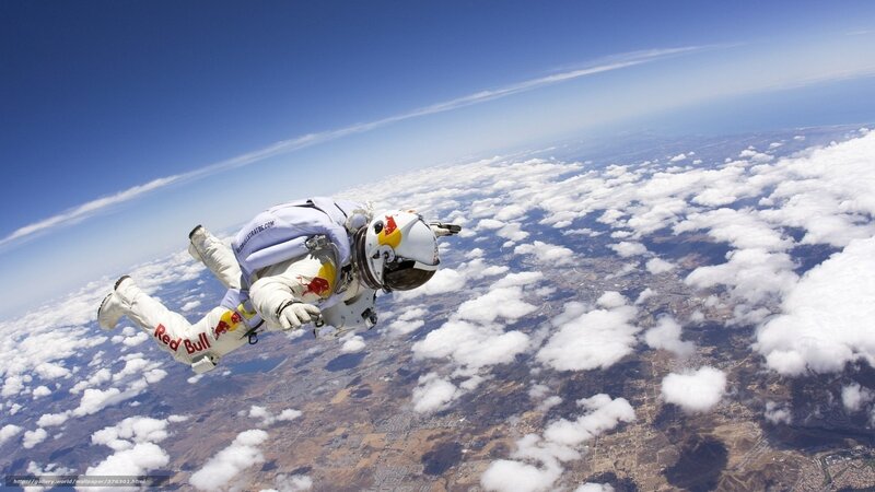 Skydiver in Space Suit — White, Dramatic, Afternoon