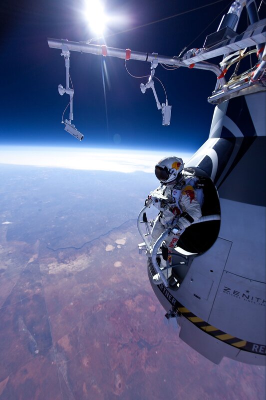 Skydiver in Space Suit — White, Dramatic, Photograph, Spacecraft