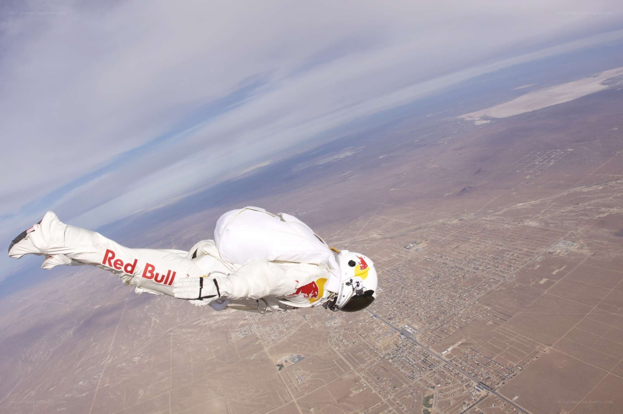 skydiver in white suit
