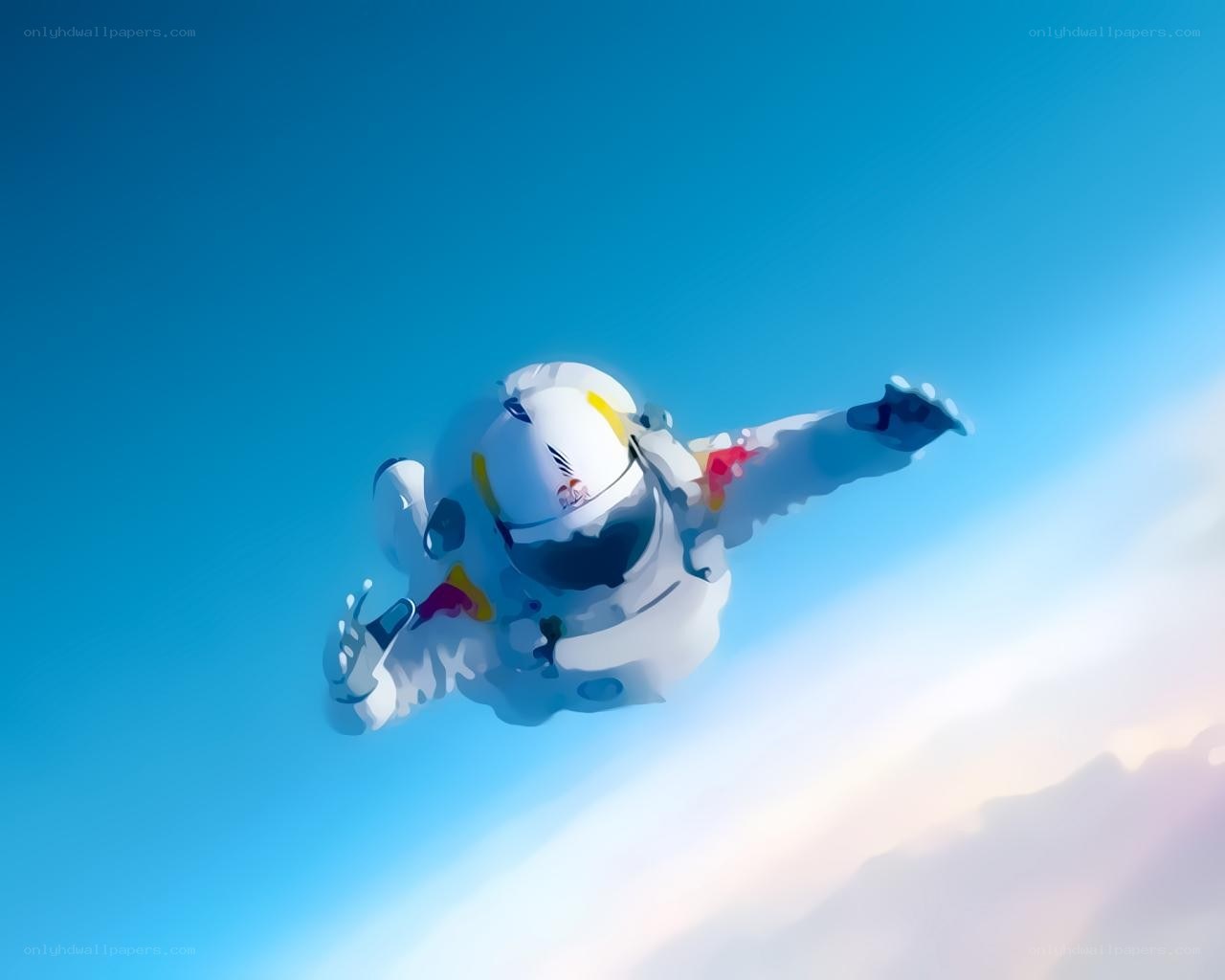 skydiver in white suit
