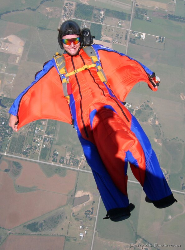 skydiver in wingsuit