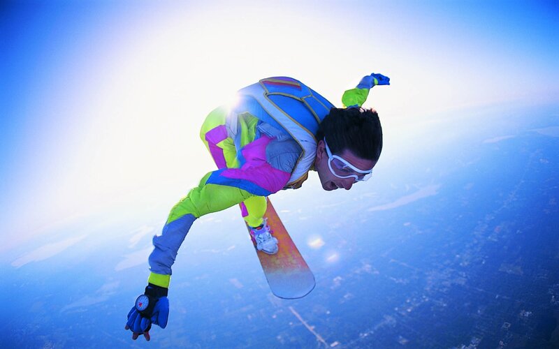 Skydiver on Snowboard