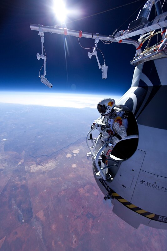 Skydiver preparing for jump