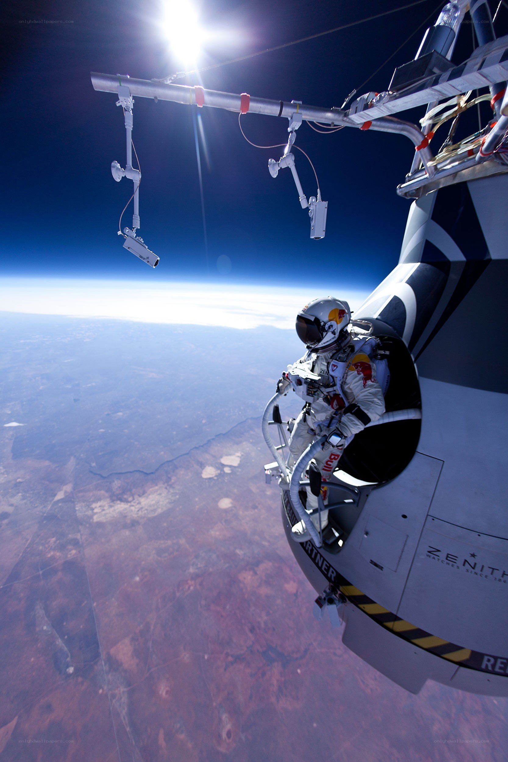 Skydiver preparing for jump