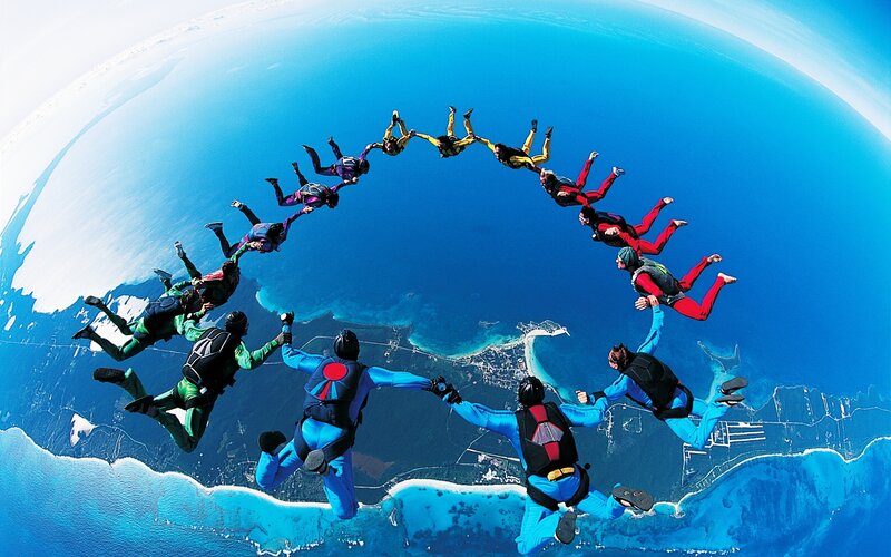 Skydivers Forming Circle