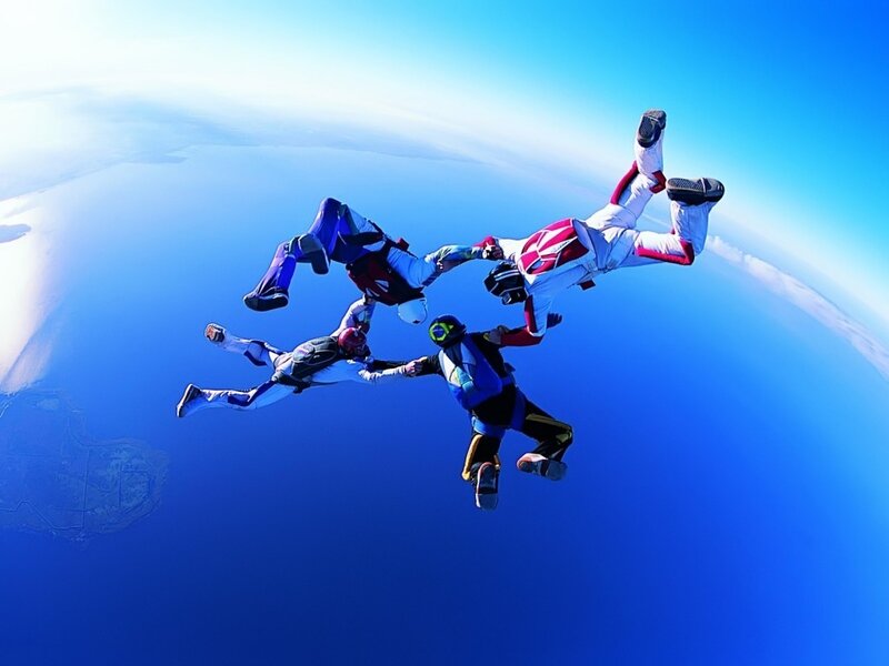 Skydivers in formation