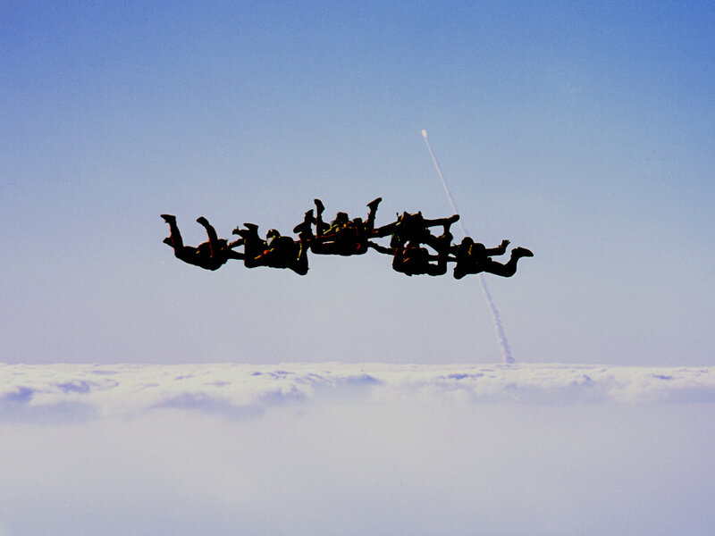 Skydivers in formation