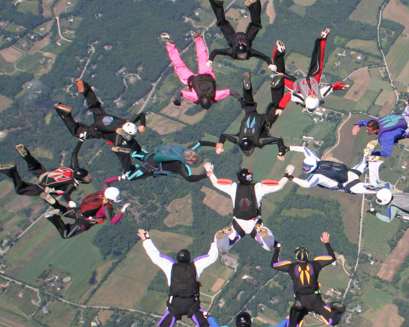 Skydivers in Formation — Black
