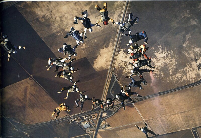 Skydivers in Formation — Brown