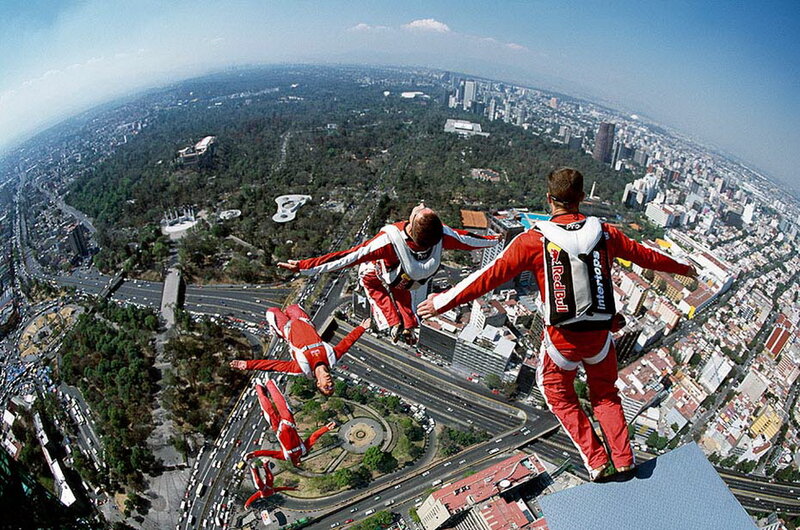 Skydivers in Formation — Red