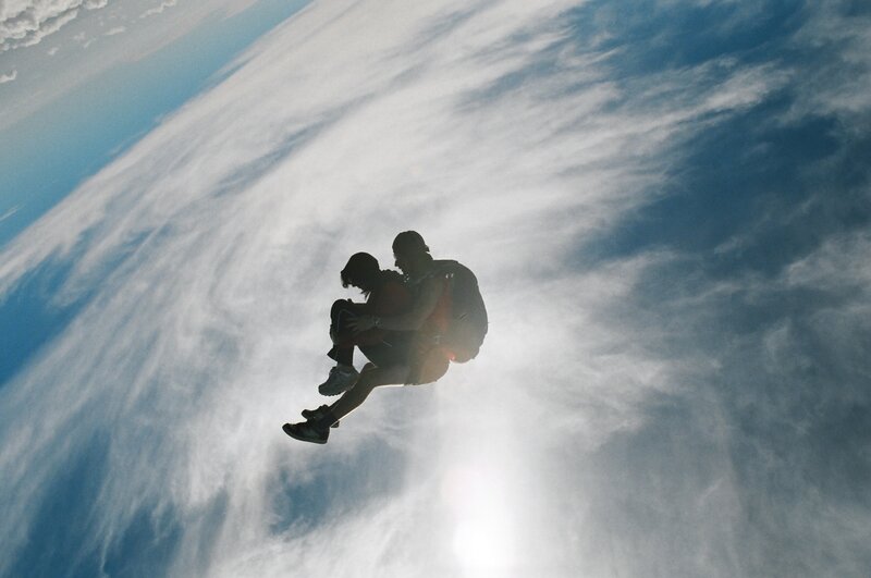 Skydivers in freefall