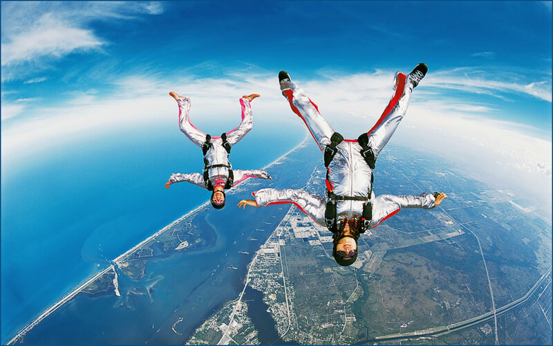 Skydivers in freefall