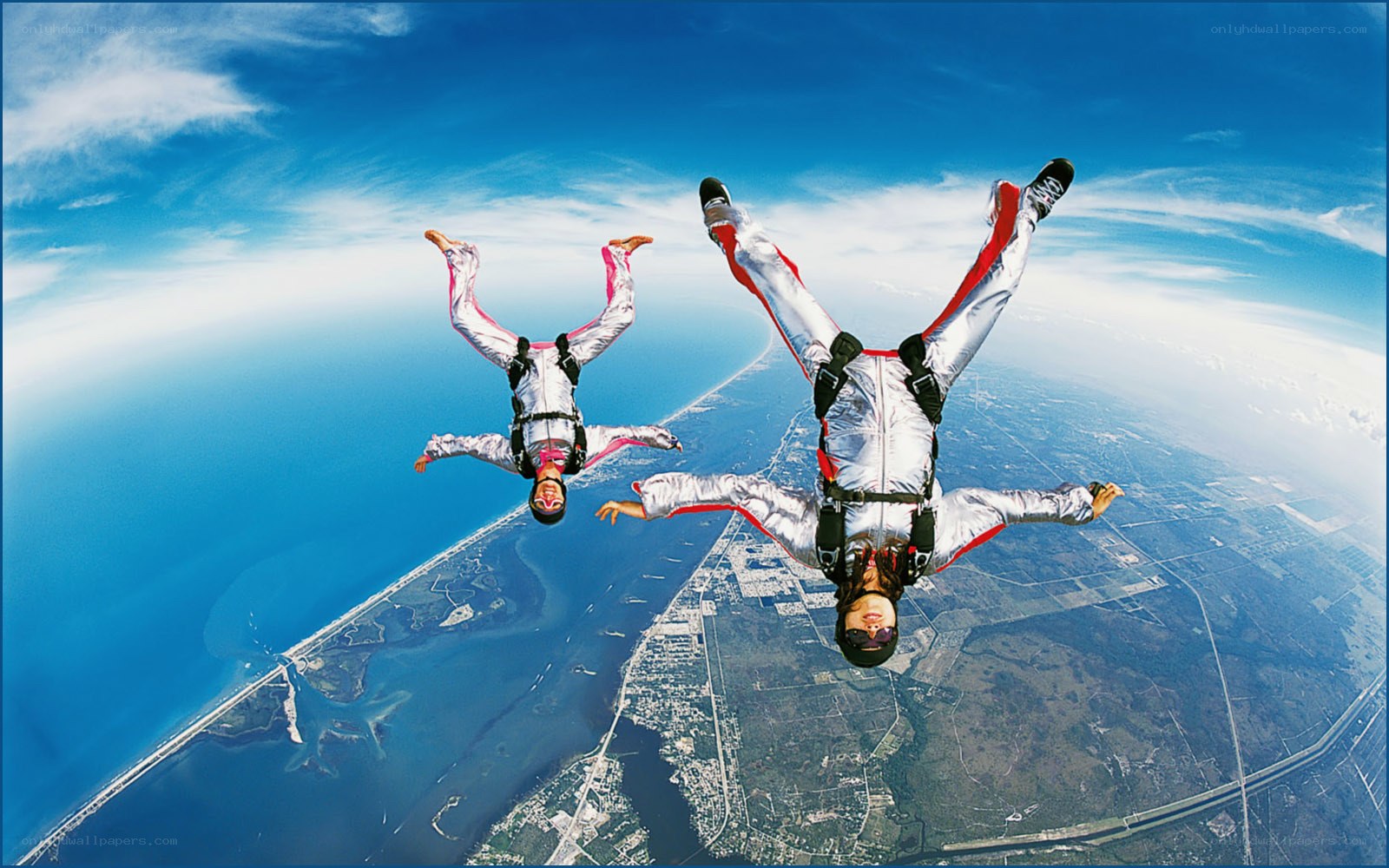 Skydivers in freefall