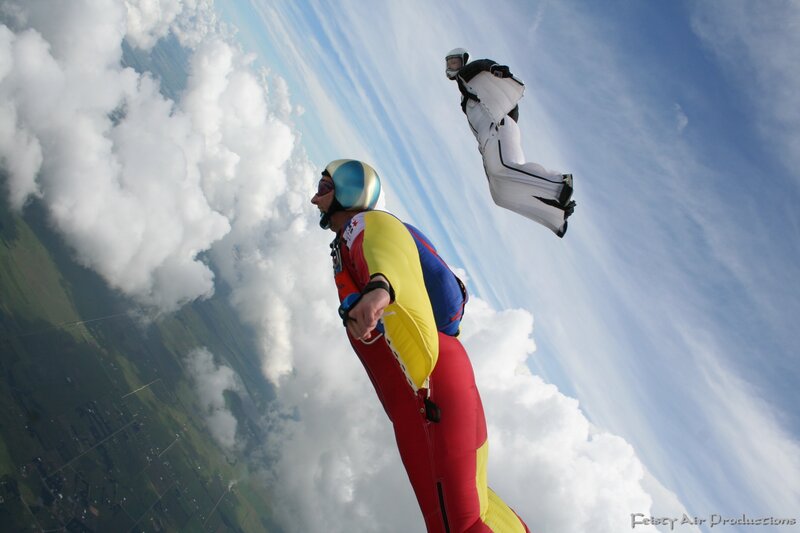 Skydivers in freefall