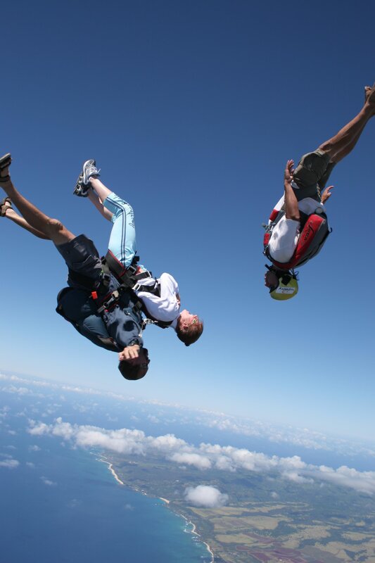 Skydivers in freefall