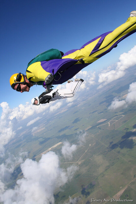 Skydivers in freefall