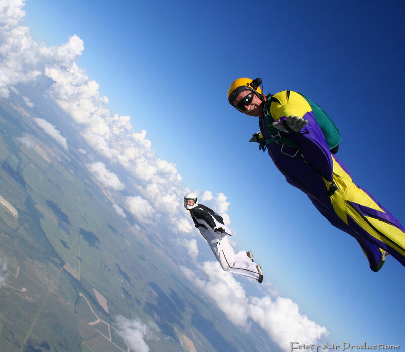 Skydivers in freefall