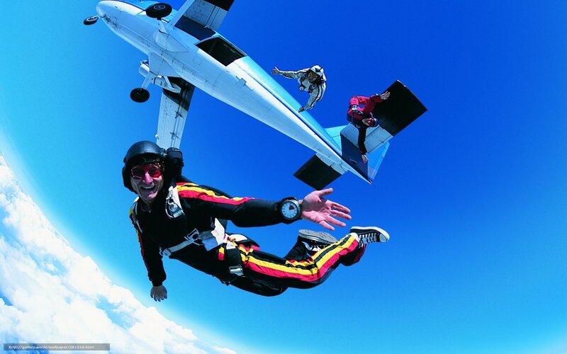 Skydivers in Freefall — Blue, Adventurous