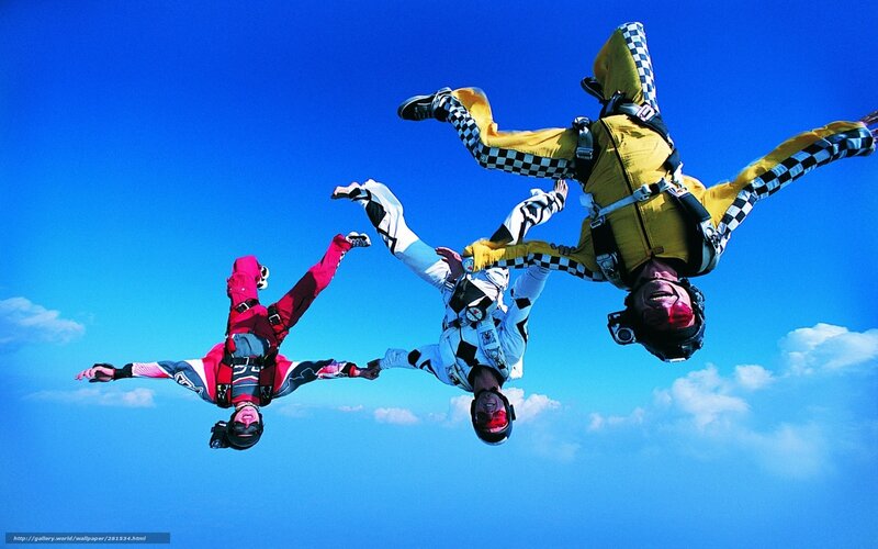 Skydivers in freefall formation
