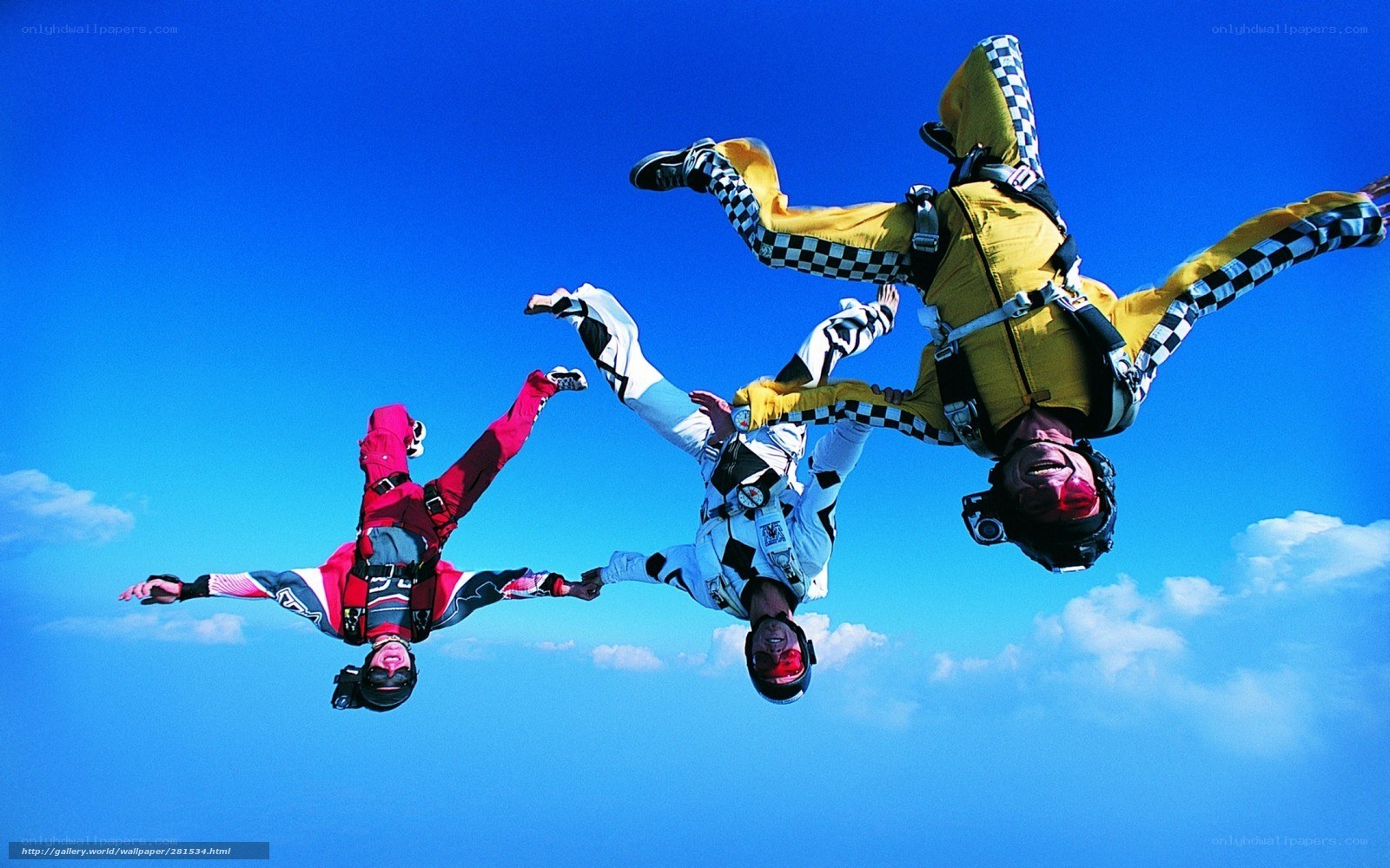 Skydivers in freefall formation