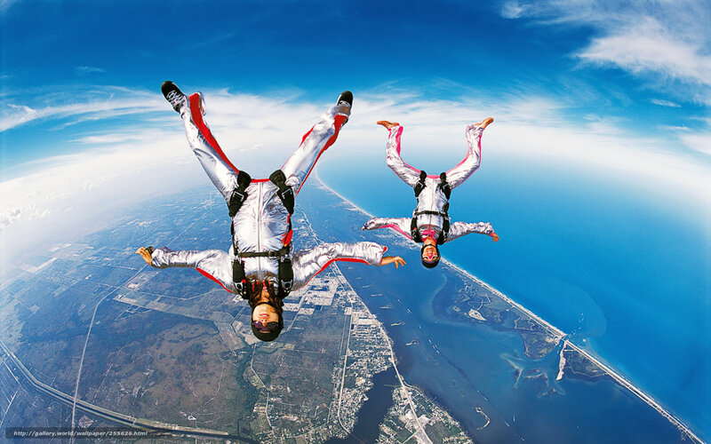Skydivers in freefall