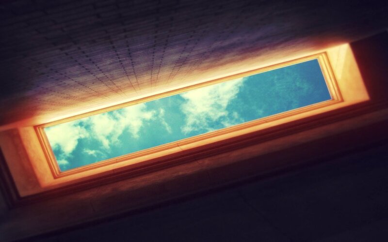 skylight view of blue sky